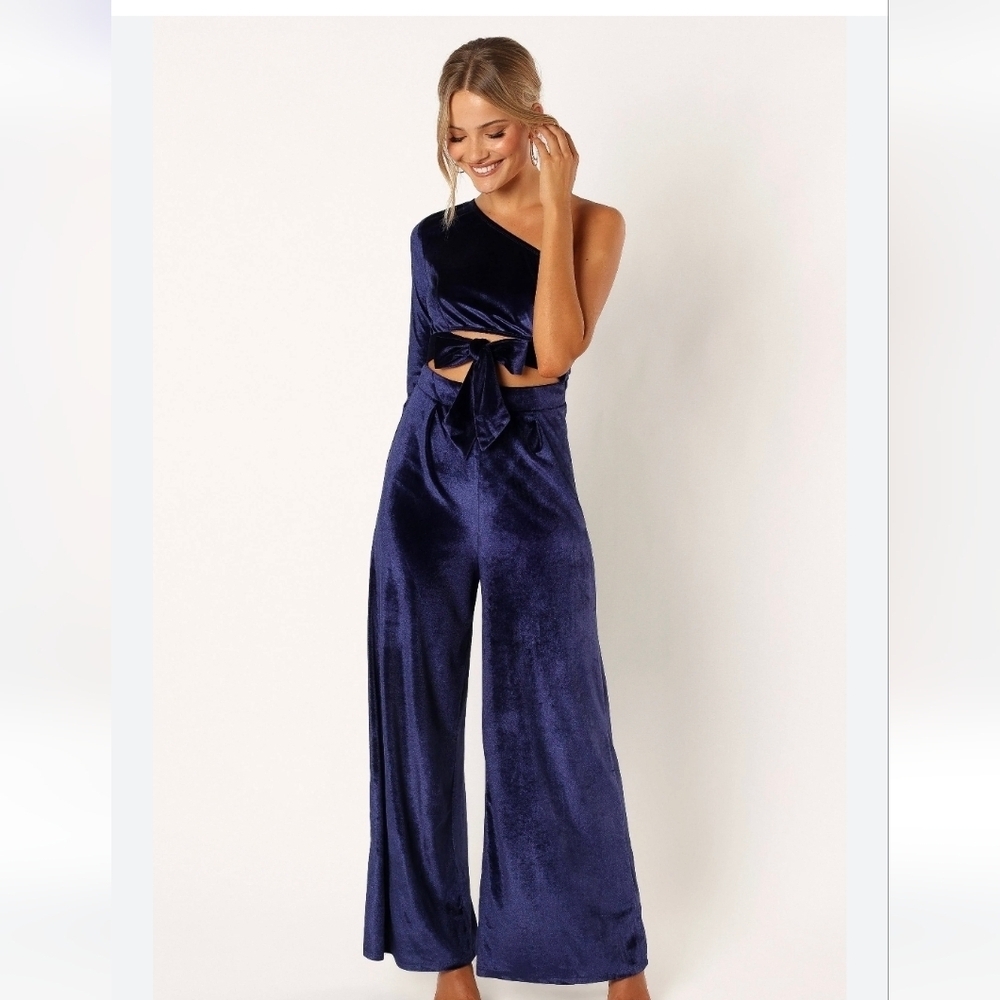Petal & Pup Women's One Shoulder Velvet Jumpsuit Size L NWT